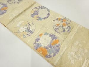 格天井に四季花模様織出し袋帯